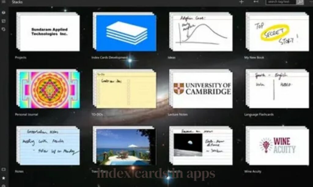index cards in apps